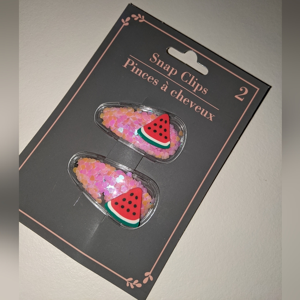 10/$25 Watermelon sugar confetti clear hair clips